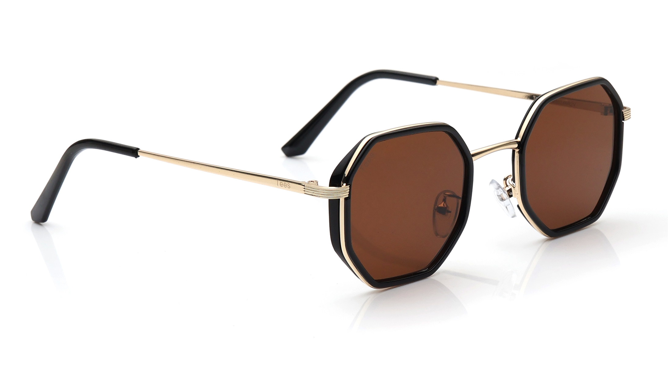 Brown Hexagon Sunglasses for Men and Women
