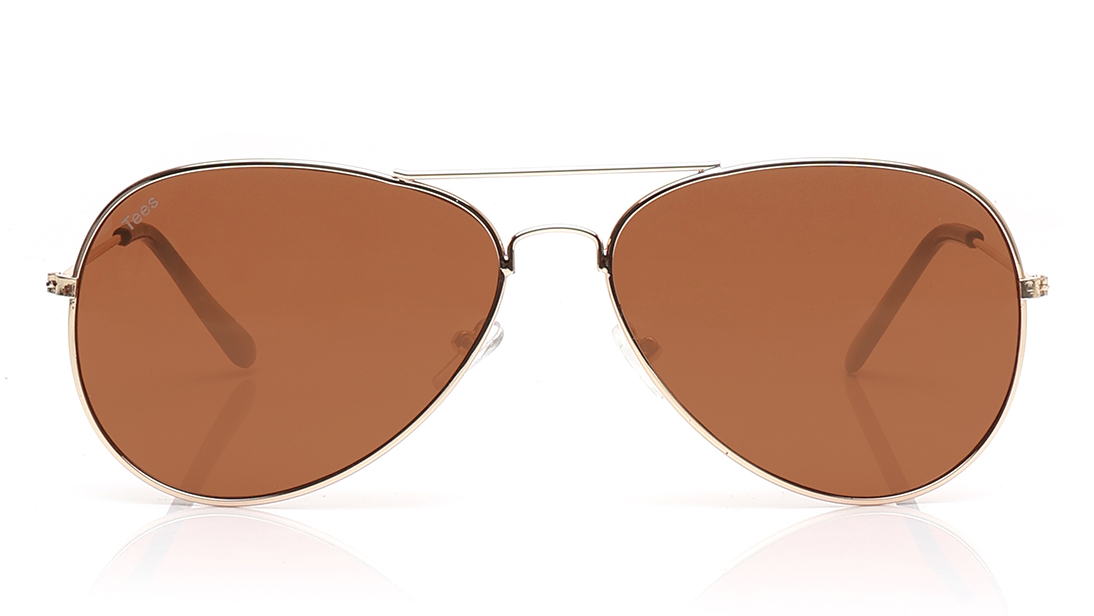 Image 1 of Brown Aviator Sunglasses for Men and Women from Tees By Fastrack Available at Titan Eye+