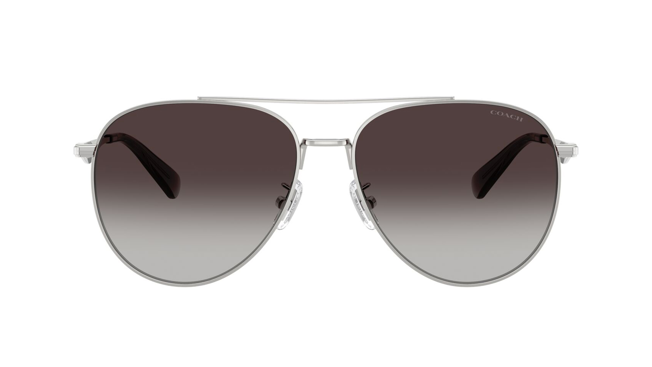 Image 1 of Grey Aviator Sunglasses for Women from Coach Available at Titan Eye+