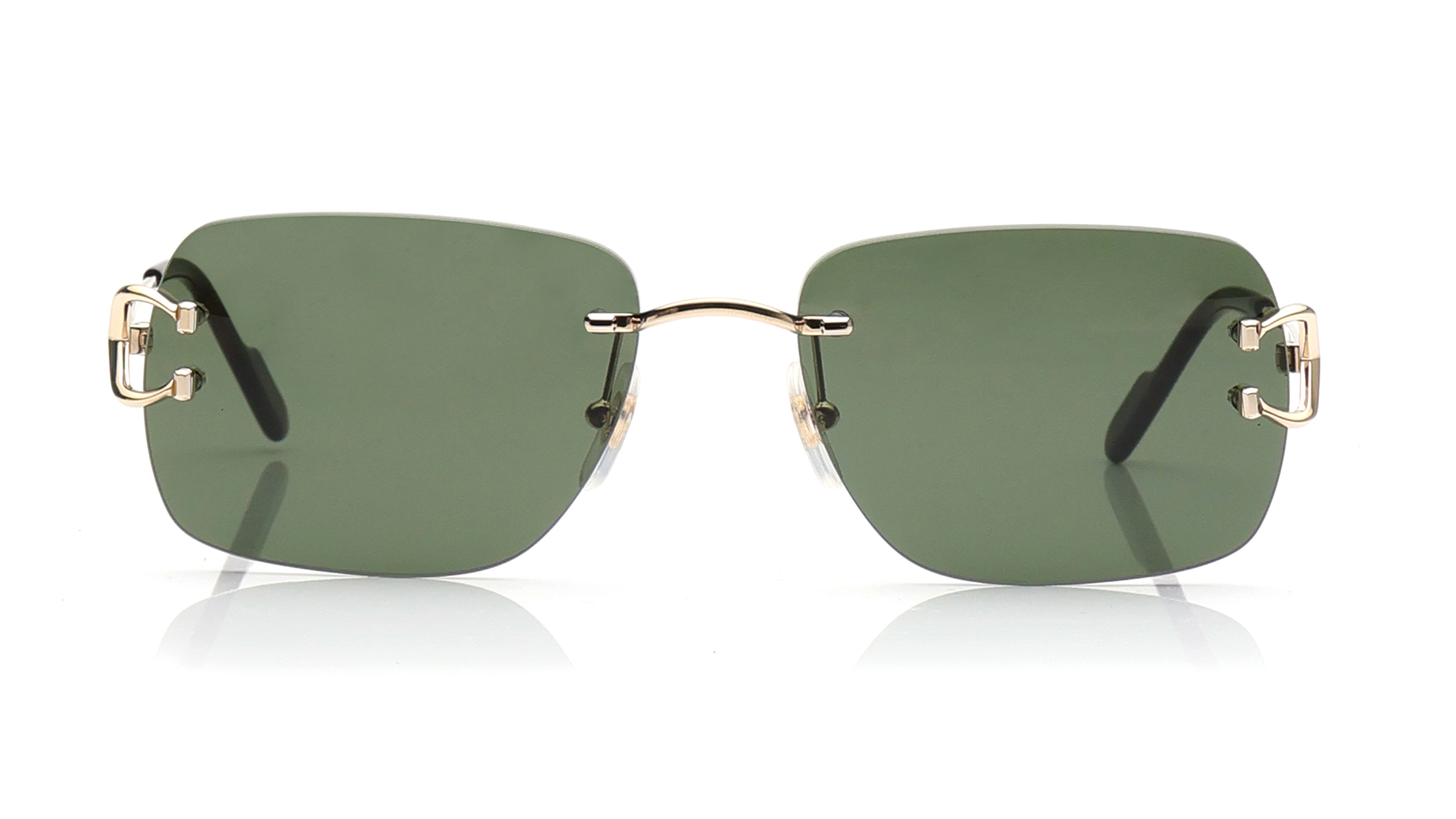 Image 1 of Green Rectangle Sunglasses for Men from Cartier Available at Titan Eye+