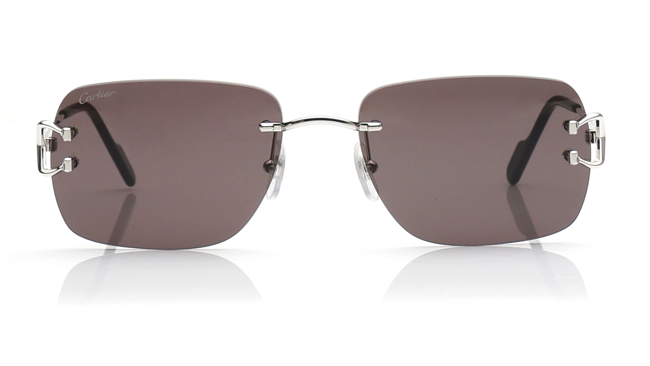 Image 1 of Grey Rectangle Sunglasses for Men from Cartier Available at Titan Eye+