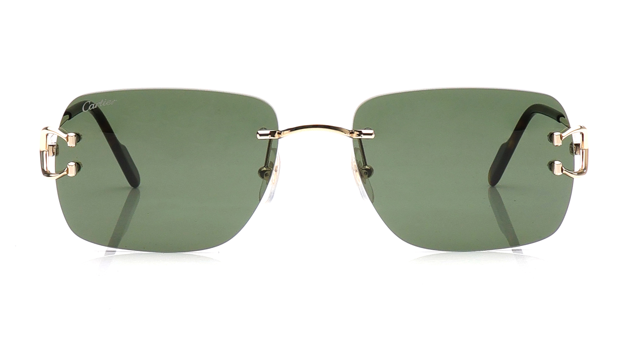 Image 1 of Green Rectangle Sunglasses for Men from Cartier Available at Titan Eye+