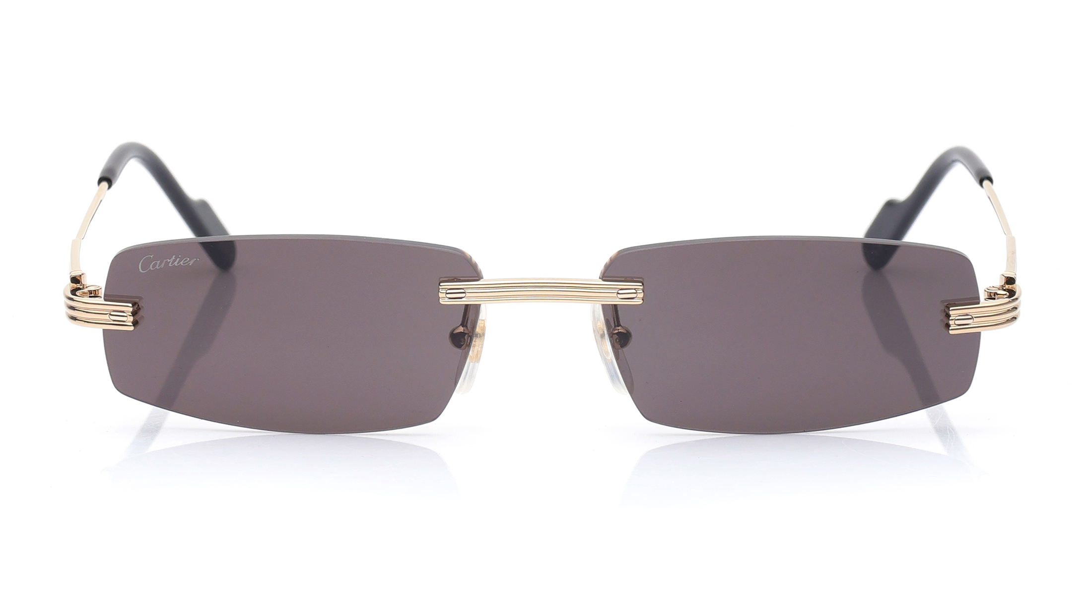 Image 1 of Grey Rectangle Sunglasses for Men from Cartier Available at Titan Eye+