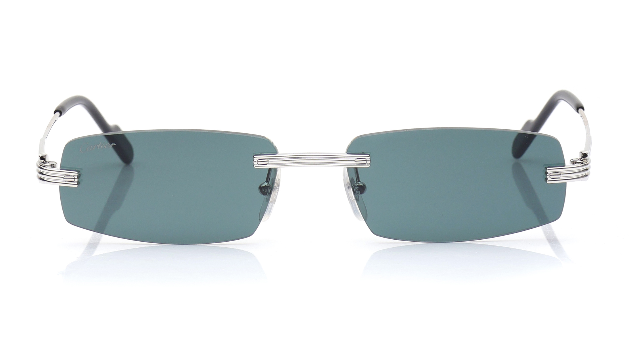 Image 1 of Green Rectangle Sunglasses for Men from Cartier Available at Titan Eye+