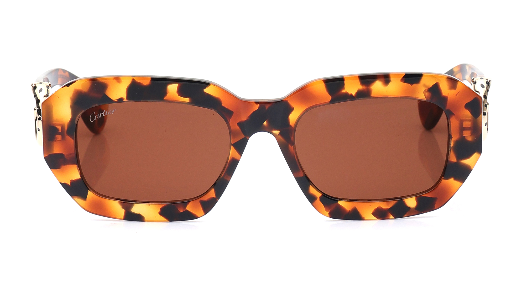 Image 1 of Brown Rectangle Sunglasses for Women from Cartier Available at Titan Eye+