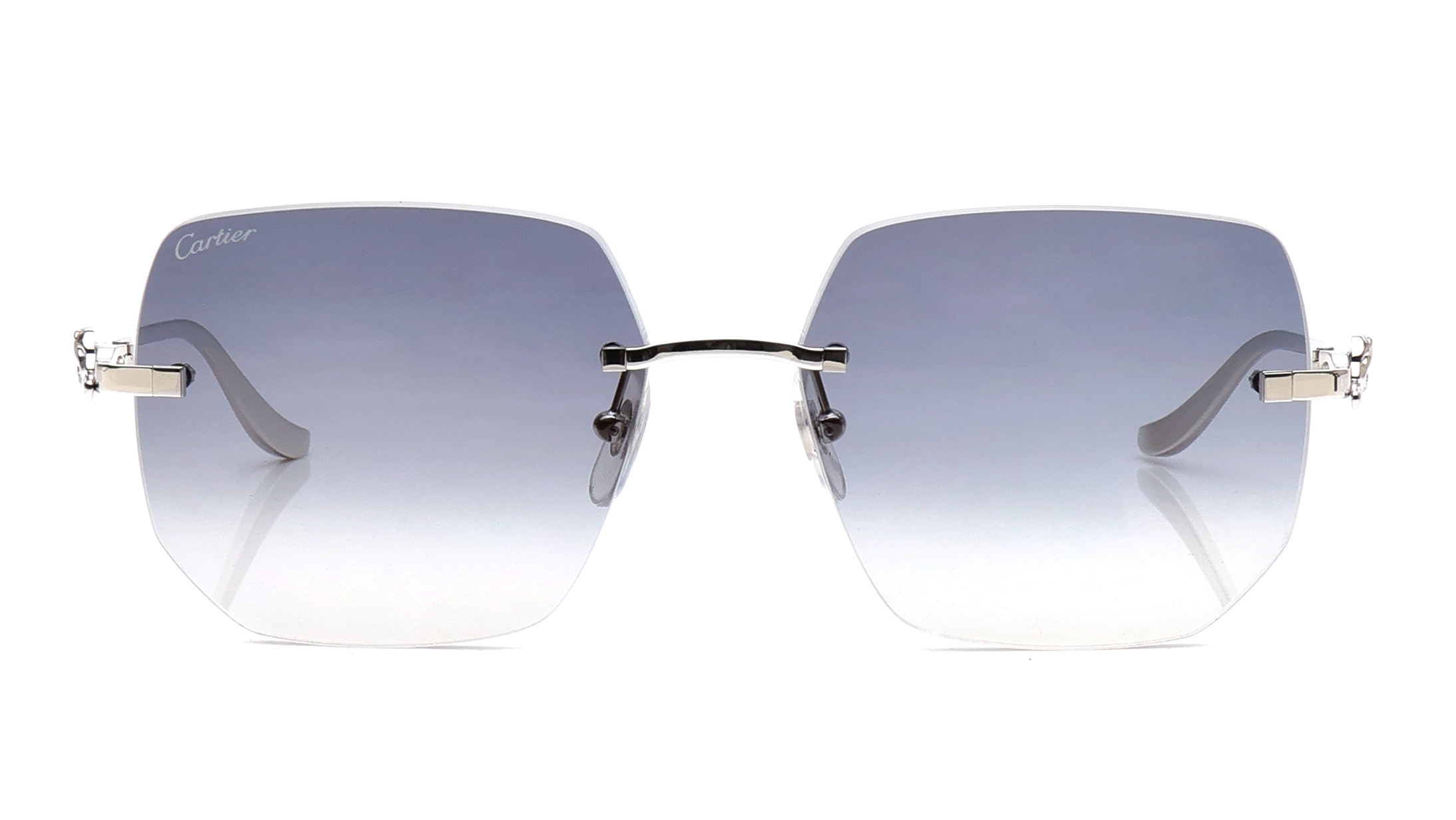 Image 1 of Blue Rectangle Sunglasses for Women from Cartier Available at Titan Eye+