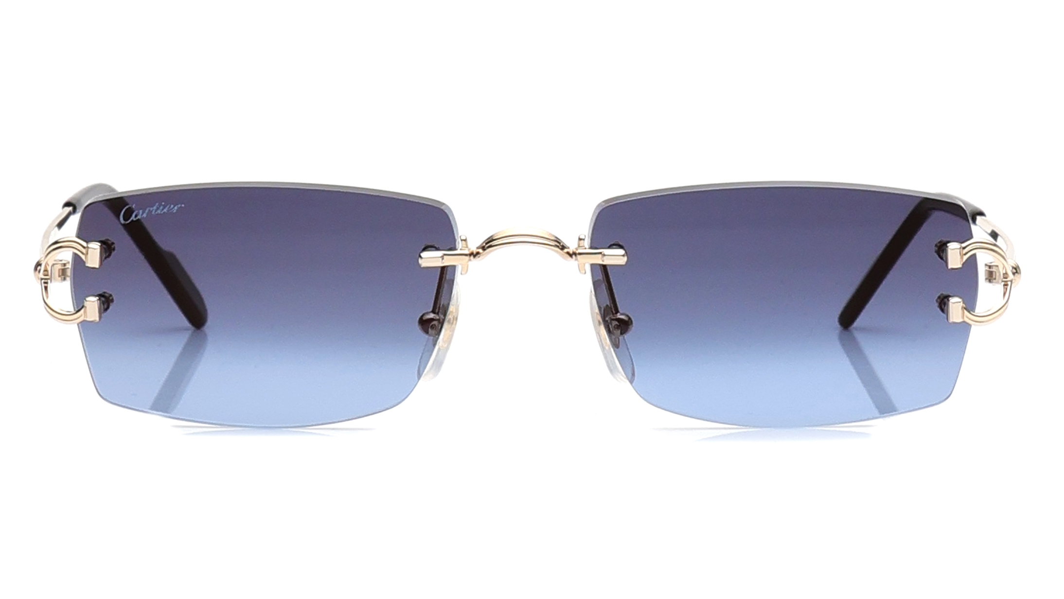 Image 1 of Blue Rectangle Sunglasses for Men from Cartier Available at Titan Eye+