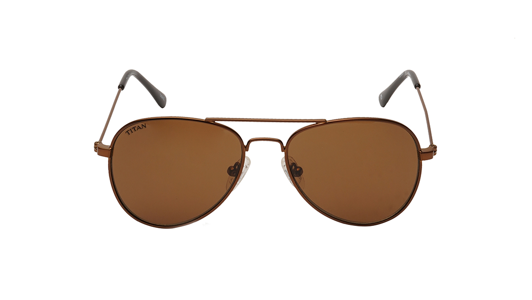 Image 1 of Brown Aviator Sunglasses for Kids from Dash Available at Titan Eye+