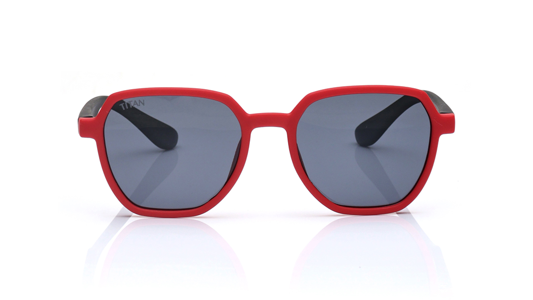 Image 1 of Grey Geometric Sunglasses for Kids from Dash Available at Titan Eye+