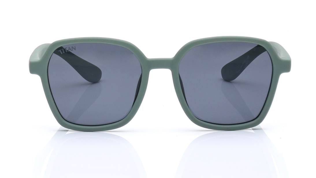 Image 1 of Grey Geometric Sunglasses for Kids from Dash Available at Titan Eye+