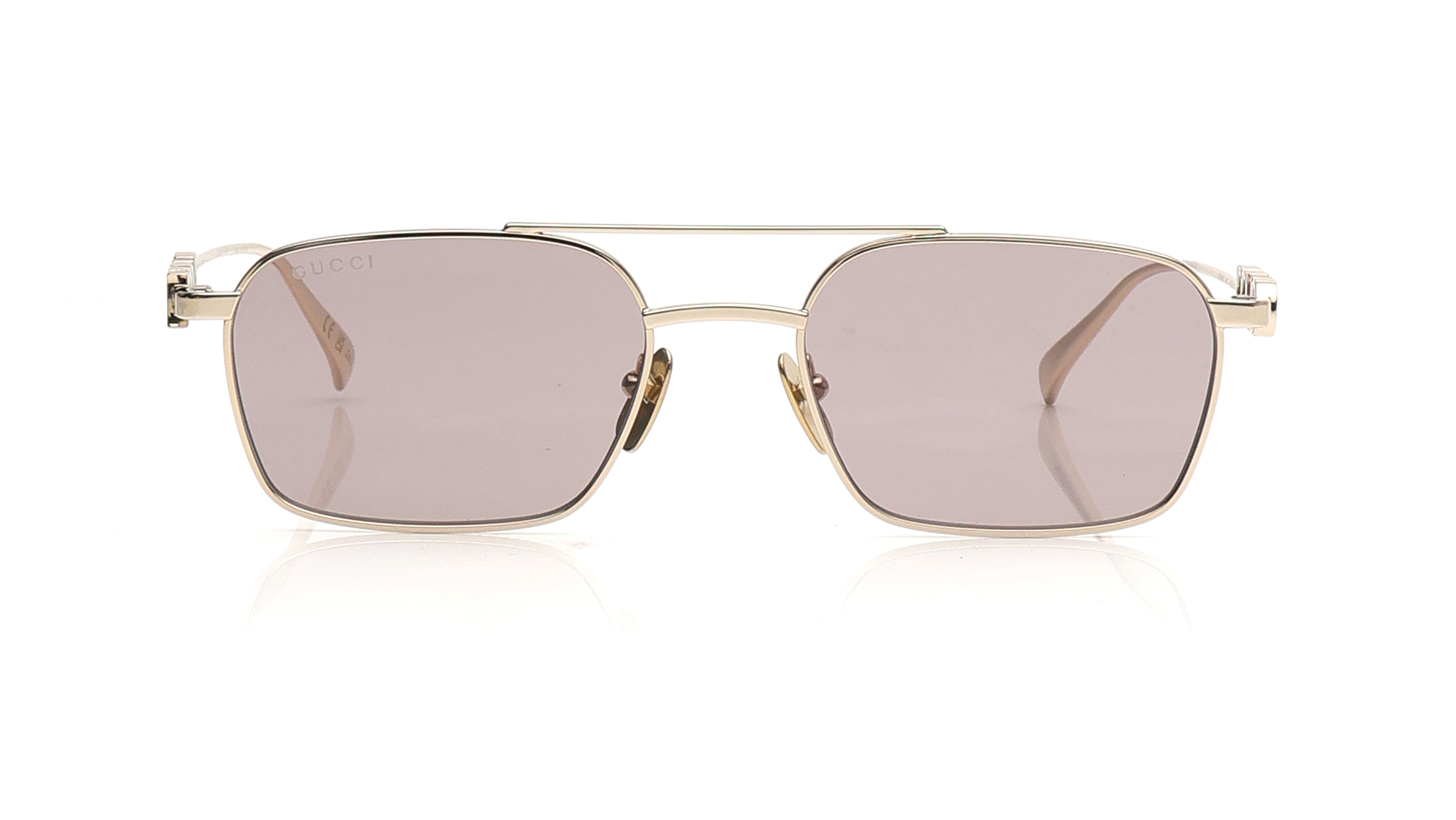 Image 1 of Brown Rectangle Sunglasses for Women from Gucci Available at Titan Eye+