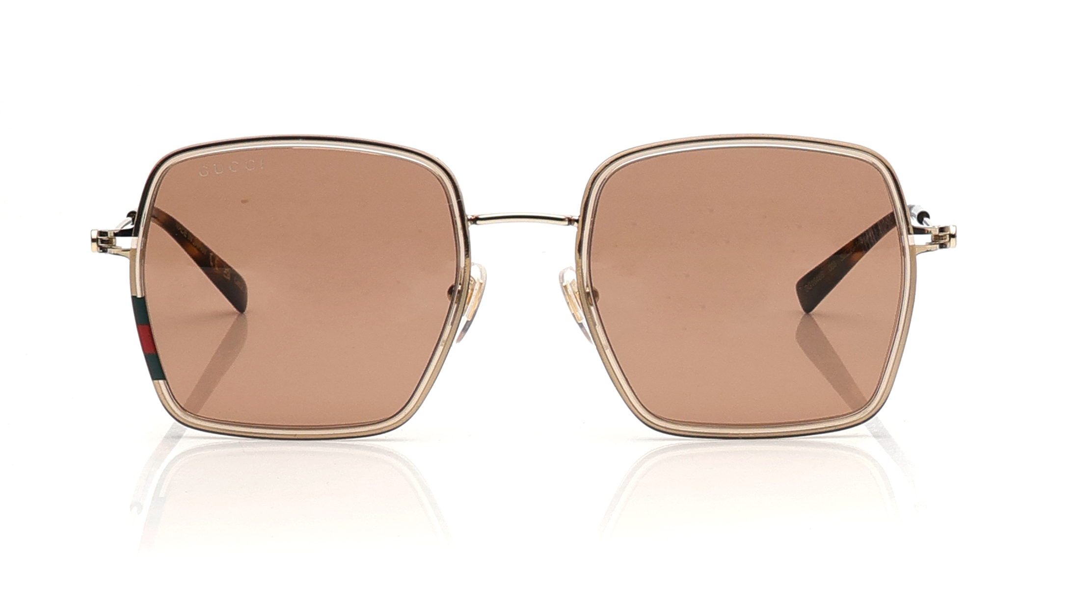 Image 1 of Brown Rectangle Sunglasses for Women from Gucci Available at Titan Eye+