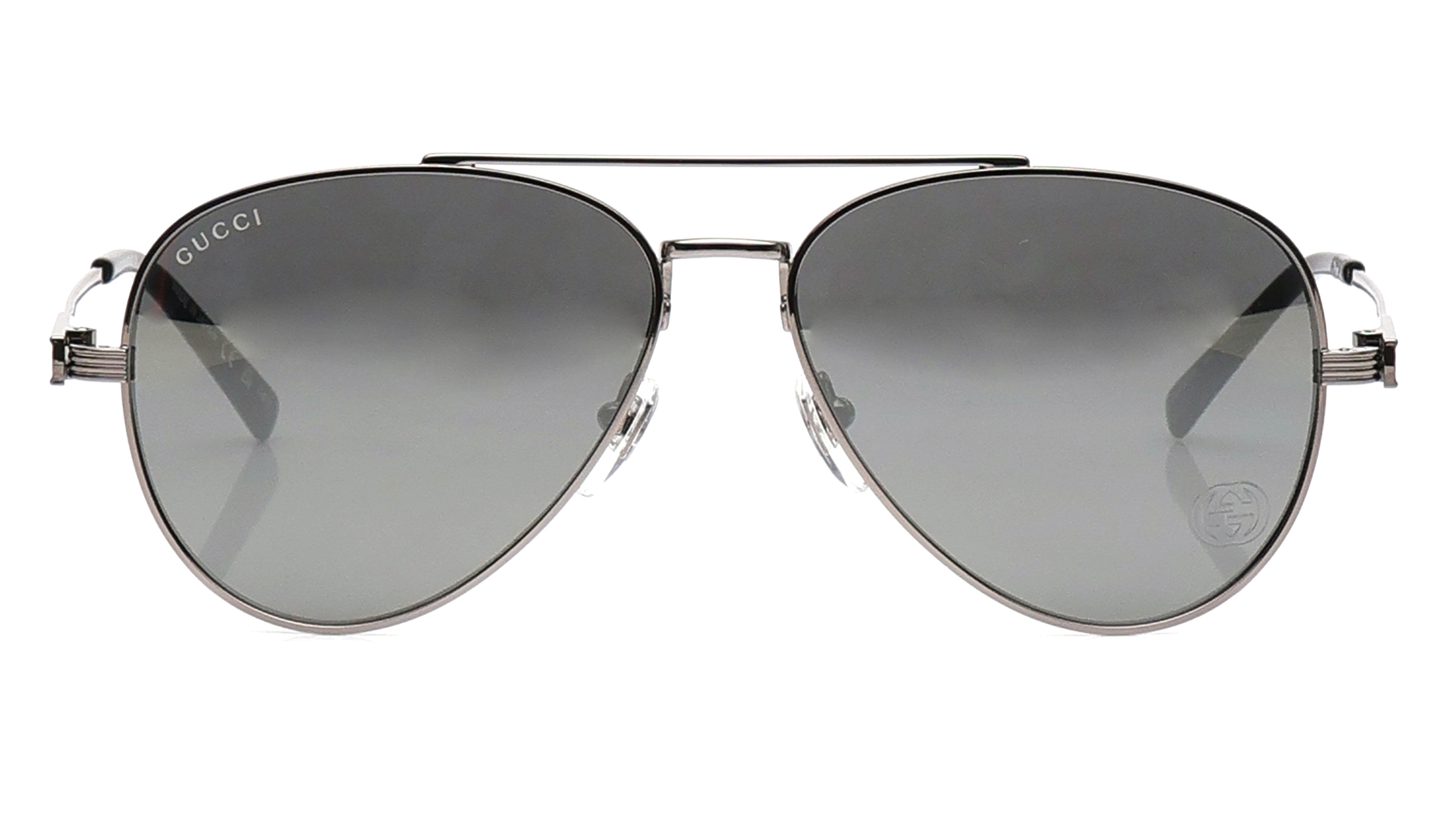 Image 1 of Silver Aviator Sunglasses for Men from Gucci Available at Titan Eye+