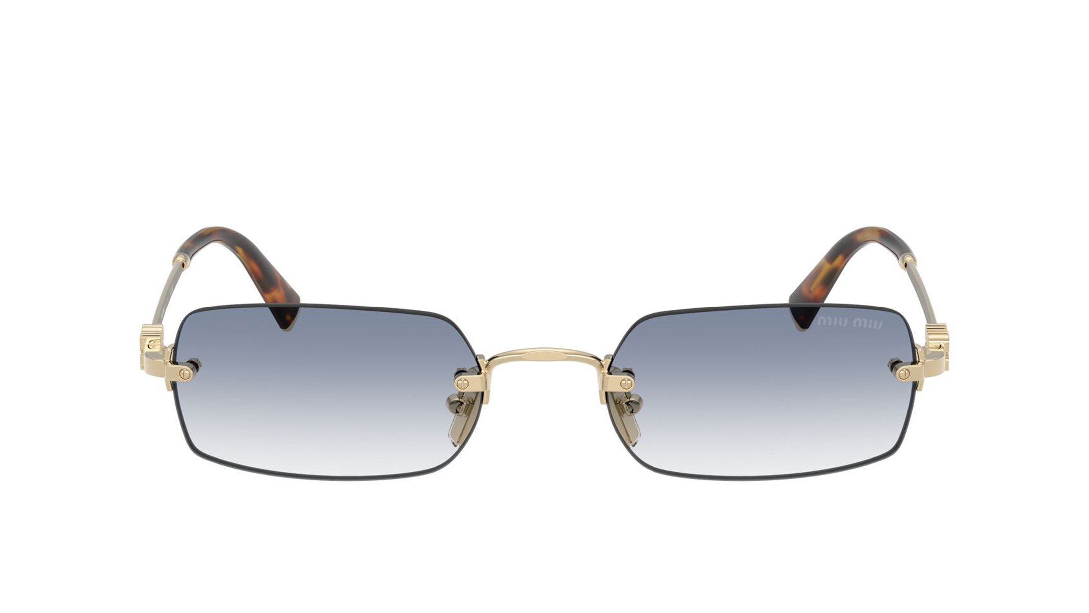 Image 1 of Blue Rectangle Sunglasses for Women from Miu Miu Available at Titan Eye+