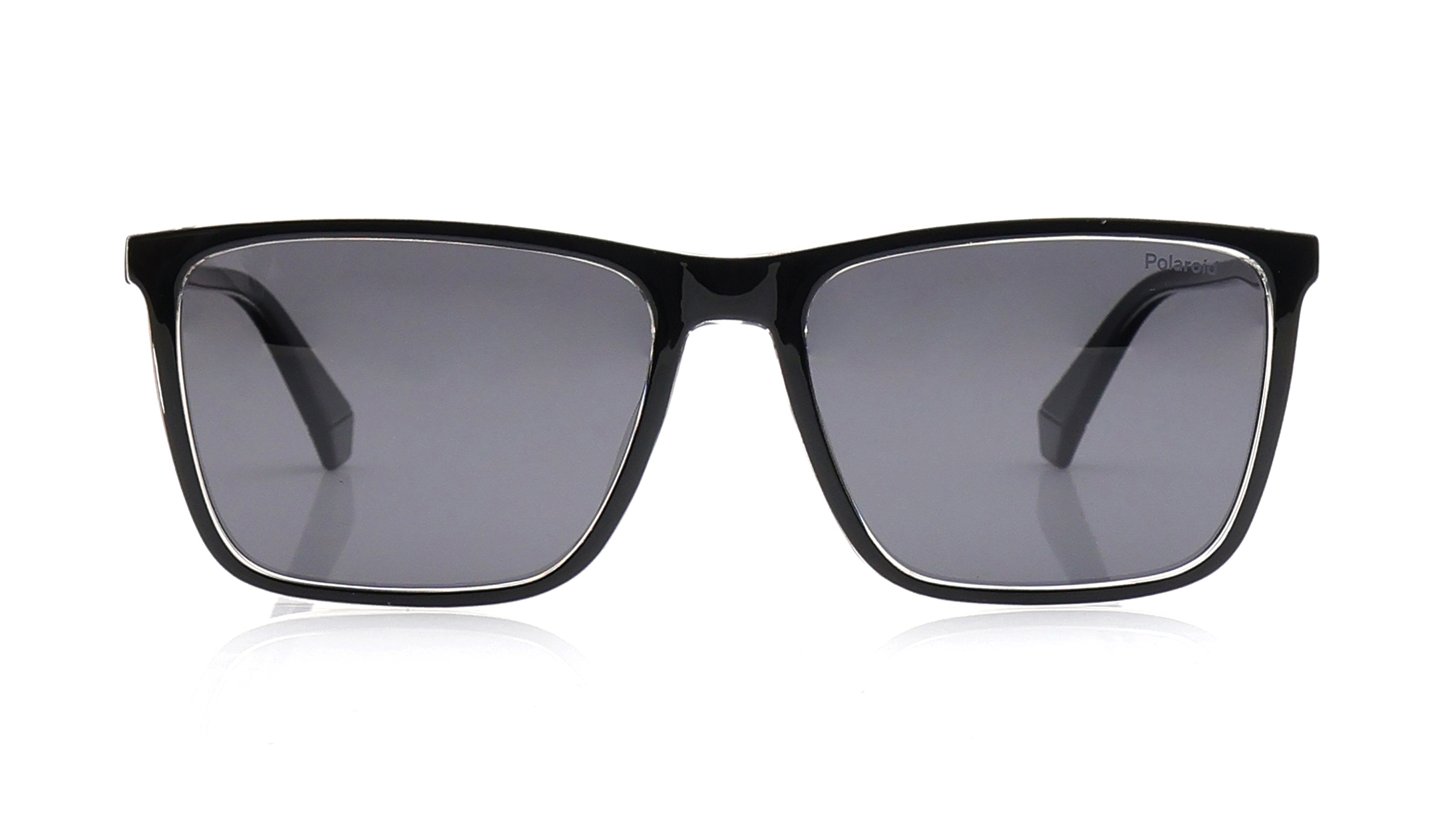 Image 1 of Grey Rectangle Eyeglasses for Men from Polaroid Available at Titan Eye+