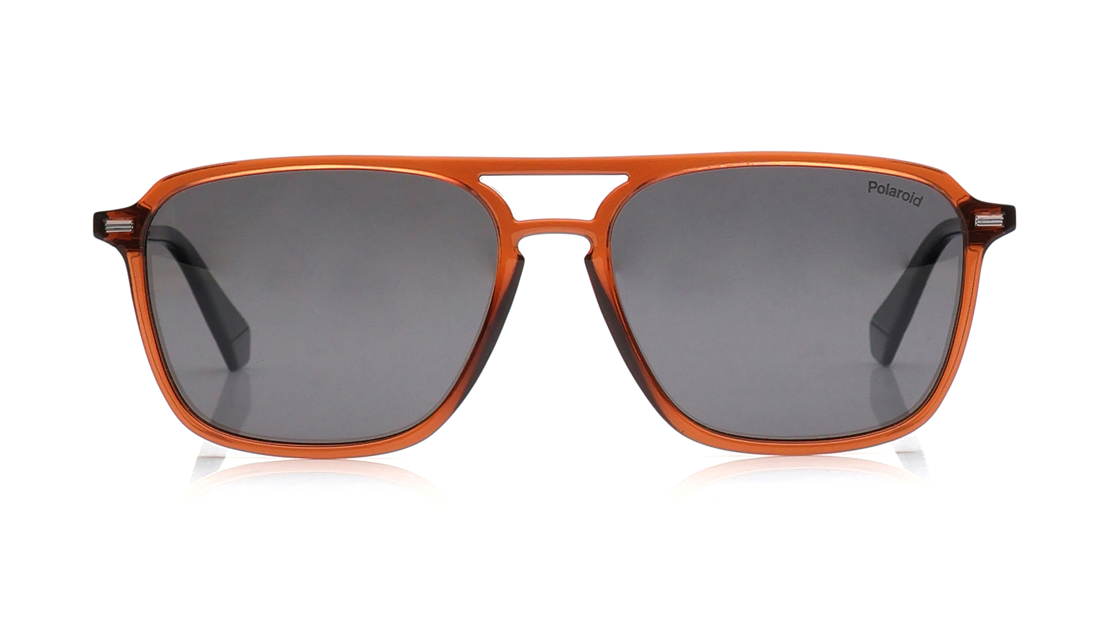 Image 1 of Grey Rectangle Eyeglasses for Men from Polaroid Available at Titan Eye+