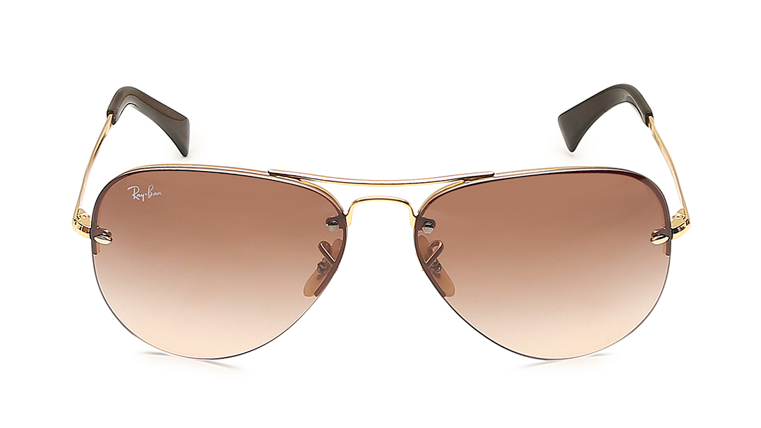 Image 1 of Brown Aviator Sunglasses for Men from Rayban Available at Titan Eye+