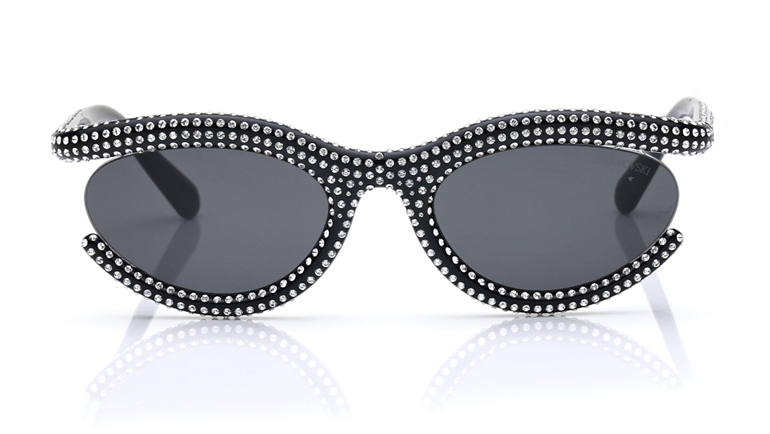 Image 1 of Black Oval Sunglasses for Women from Swarovski Available at Titan Eye+