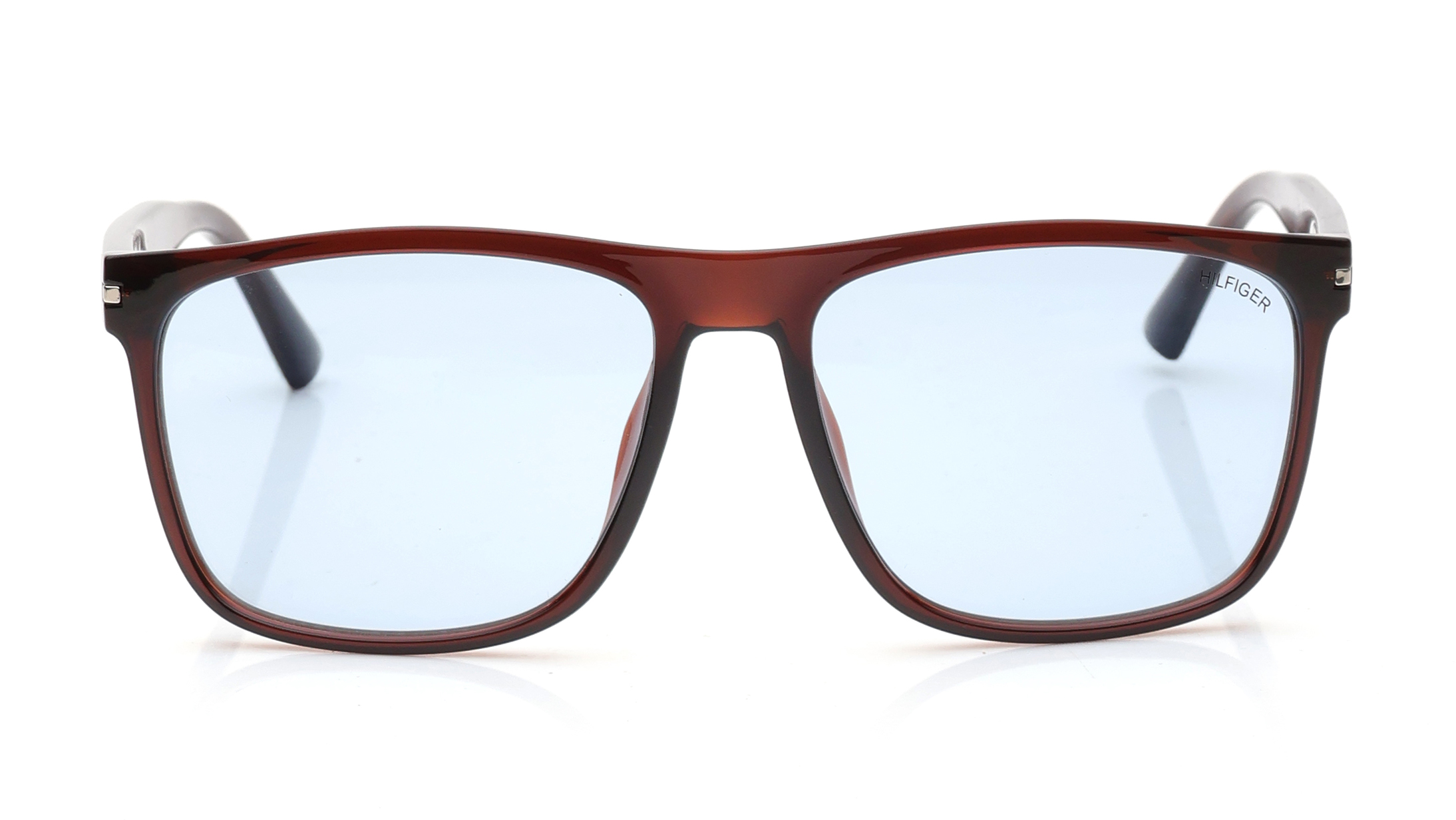 Image 1 of Blue Wayfarer Sunglasses for Men from Tommy Hilfiger Available at Titan Eye+