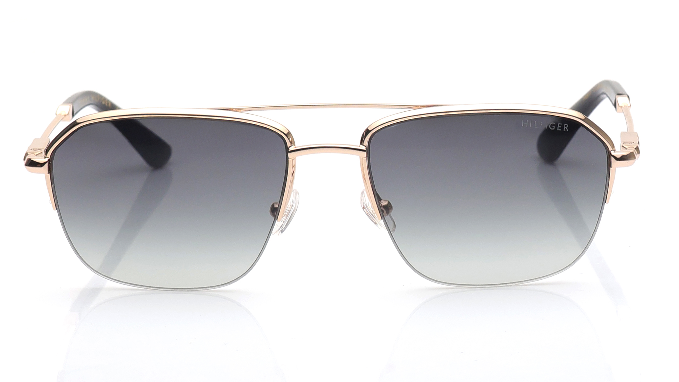 Image 1 of Smoke Aviator Sunglasses for Men from Tommy Hilfiger Available at Titan Eye+