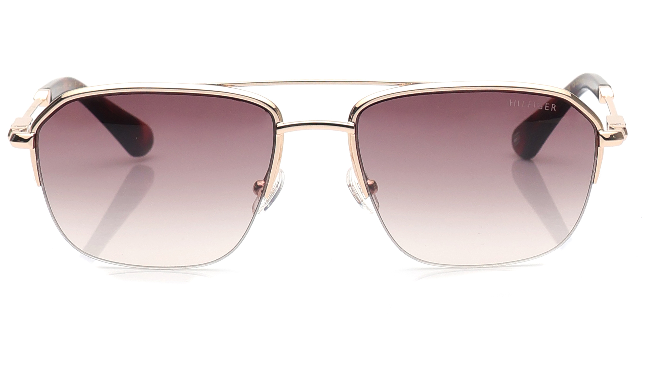Image 1 of Brown Aviator Sunglasses for Men from Tommy Hilfiger Available at Titan Eye+
