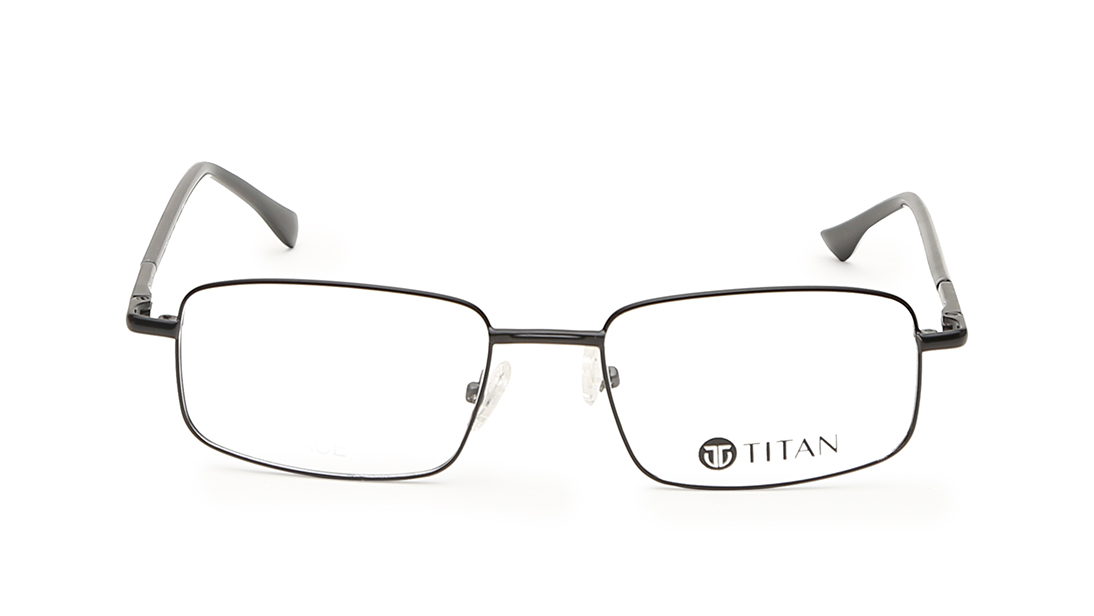 Image 1 of Black Rectangle Rimmed Eyeglasses for Men and Women from Titan Available at Titan Eye+