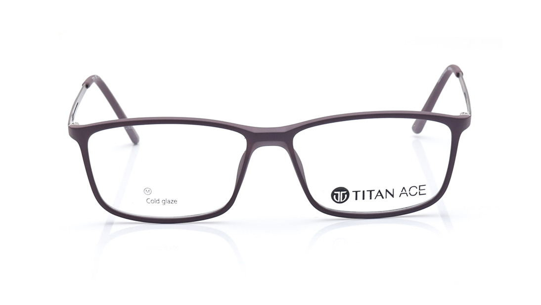 Image 1 of Maroon Rectangle Rimmed Eyeglasses for Men and Women from Titan Available at Titan Eye+