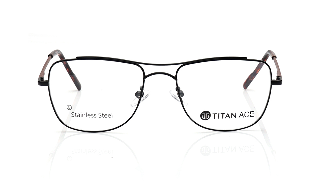 Image 1 of Black Square Eyeglasses for Men from Ace by Titan Available at Titan Eye+