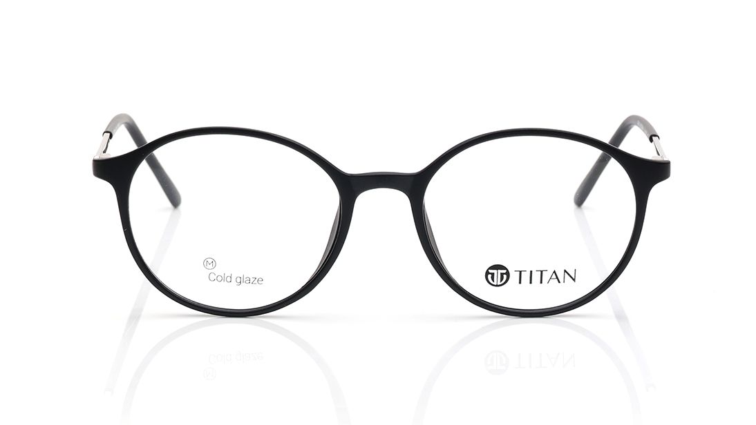 Image 1 of Black Round Eyeglasses for Men and Women from Ace by Titan Available at Titan Eye+