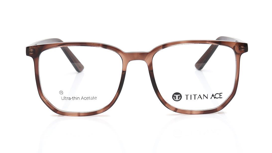 Image 1 of Brown Wayfarer Rimmed Eyeglasses for Men and Women from Titan Available at Titan Eye+