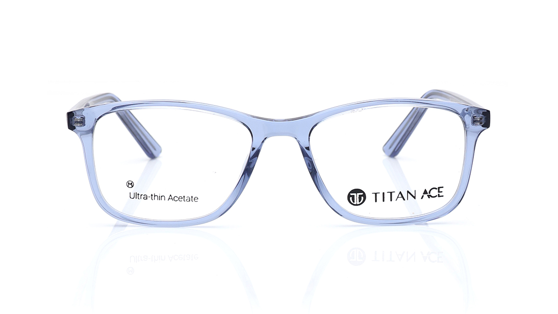 Image 1 of Blue Rectangle Rimmed Eyeglasses for Men and Women from Titan Available at Titan Eye+