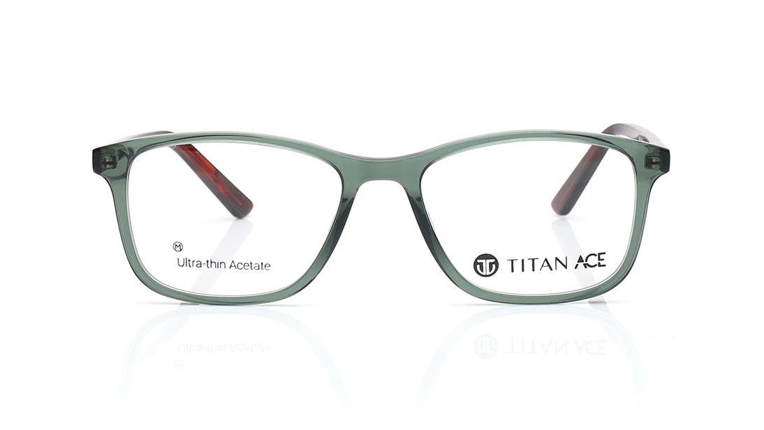 Image 1 of Green Rectangle Rimmed Eyeglasses for Men and Women from Titan Available at Titan Eye+