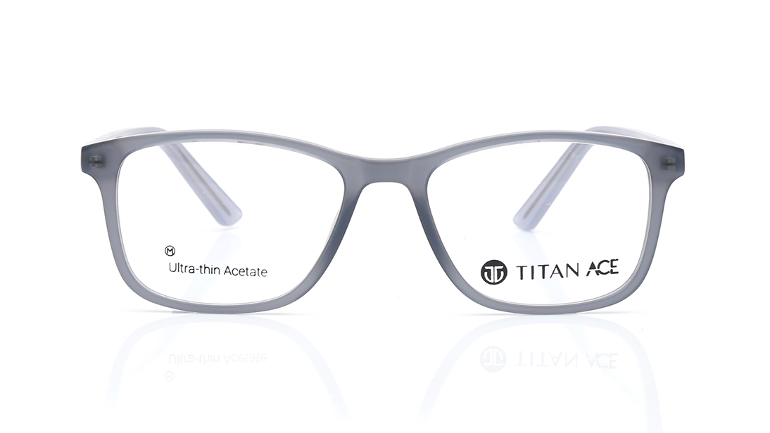 Image 1 of Grey Rectangle Rimmed Eyeglasses for Men and Women from Titan Available at Titan Eye+