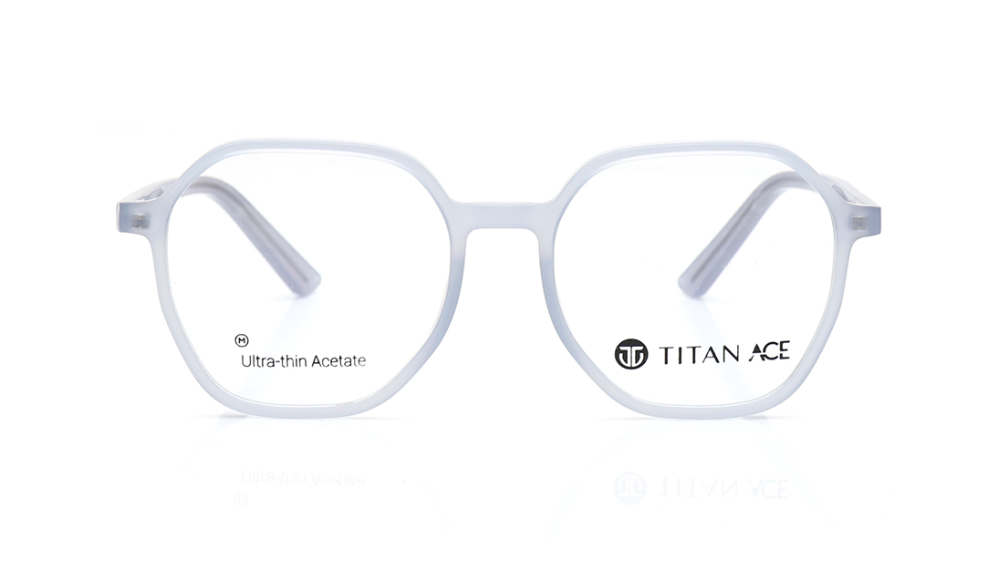 Image 1 of Grey Geometric Eyeglasses for Men and Women from Titan Available at Titan Eye+