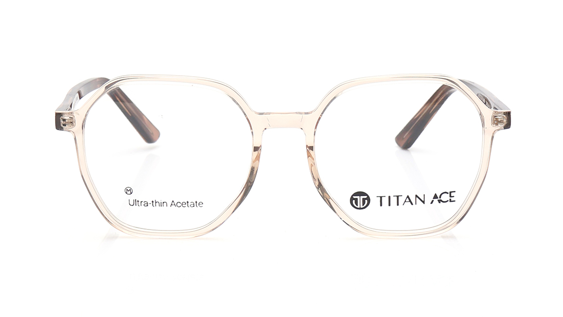 Image 1 of Brown Geometric Rimmed Eyeglasses for Men and Women from Titan Available at Titan Eye+
