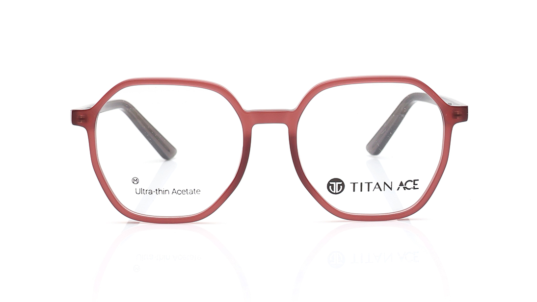Image 1 of Burgundy Geometric Rimmed Eyeglasses for Men and Women from Titan Available at Titan Eye+