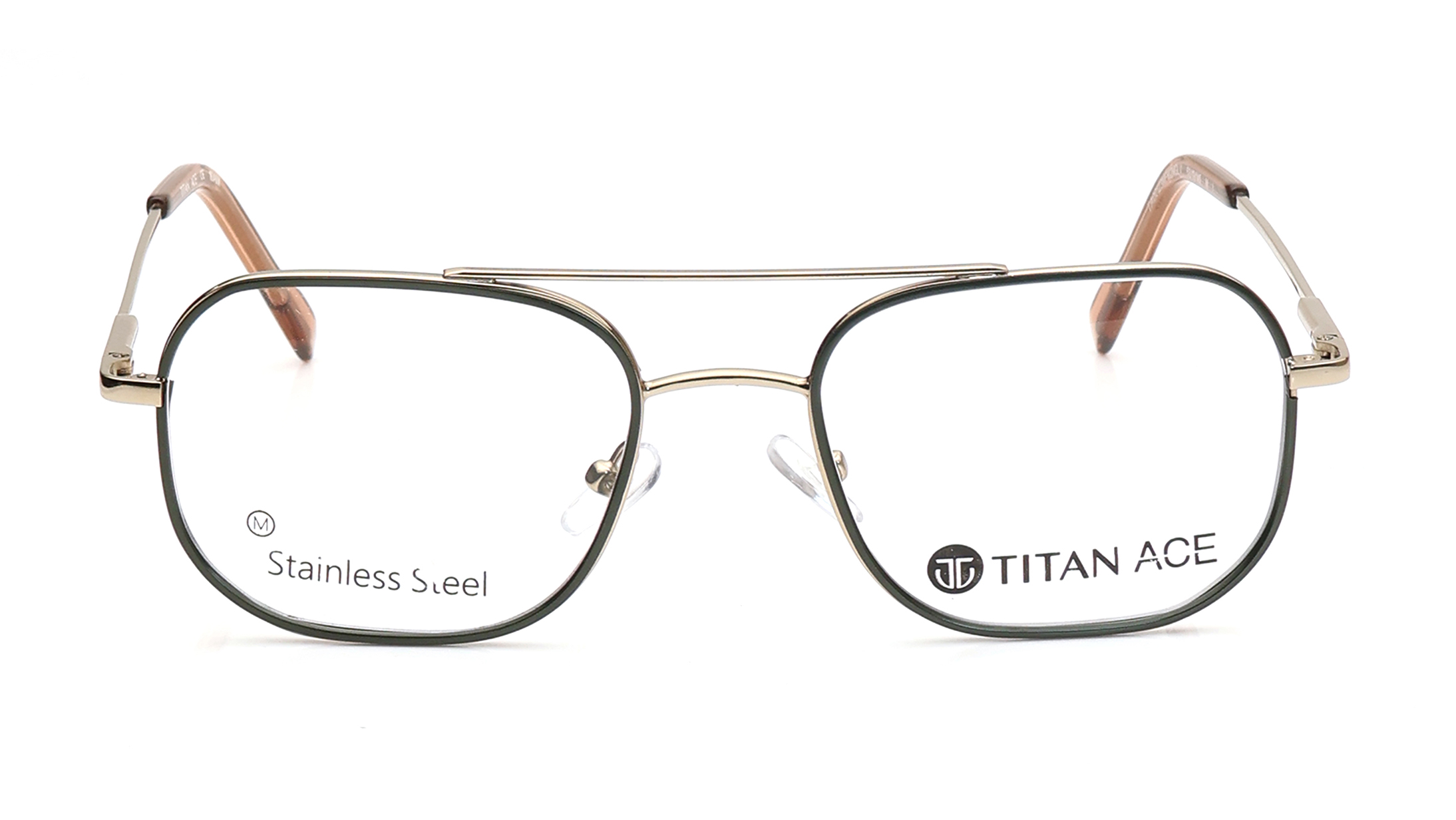 Image 1 of Gold Navigator Eyeglasses for Men from Titan Available at Titan Eye+