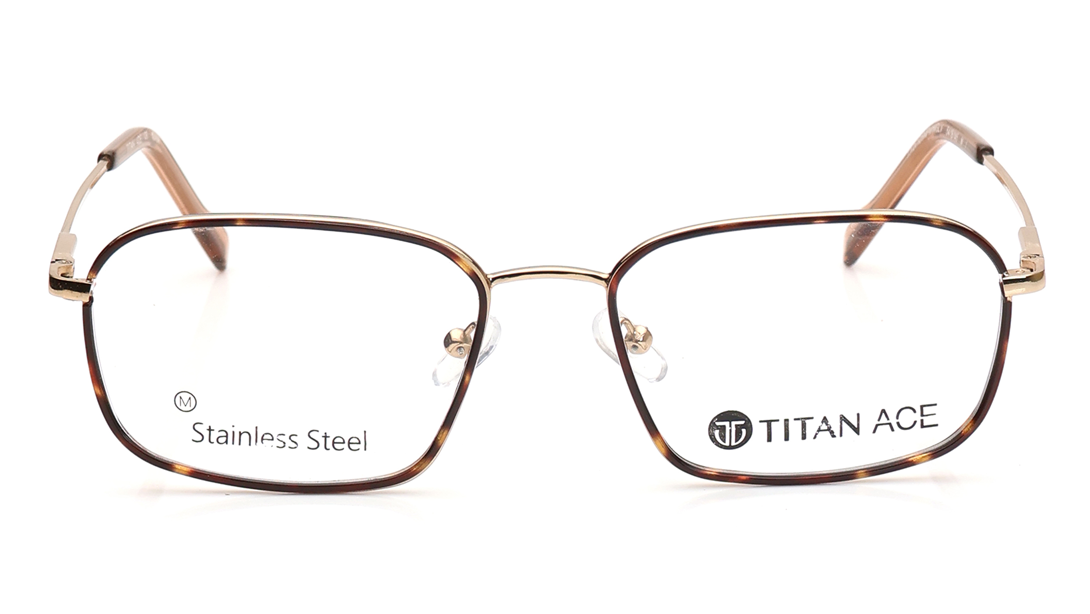 Image 1 of Gold Rectangle Eyeglasses for Men from Titan Available at Titan Eye+