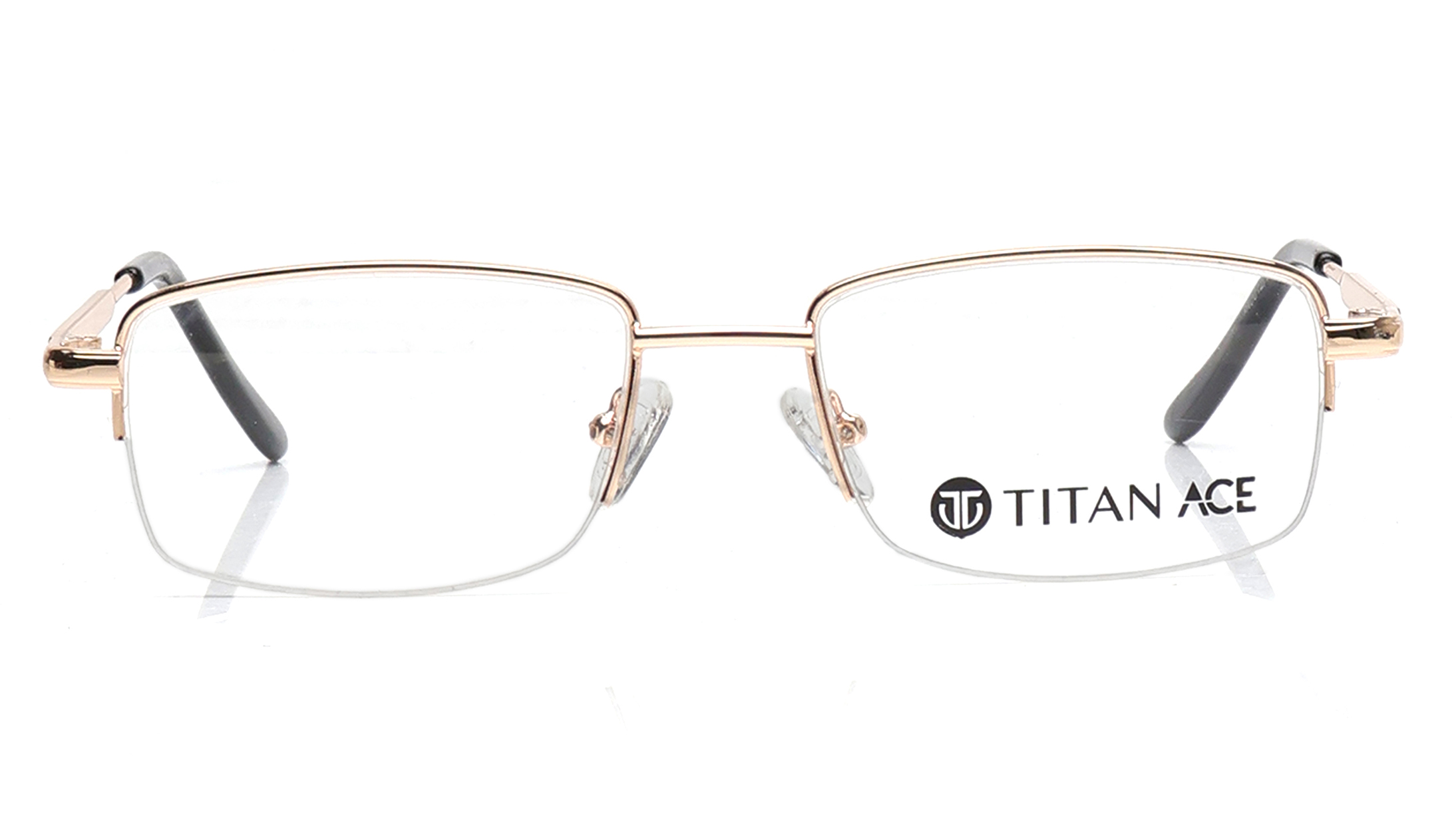 Image 1 of Gold Rectangle Eyeglasses for Men and Women from Ace by Titan Available at Titan Eye+