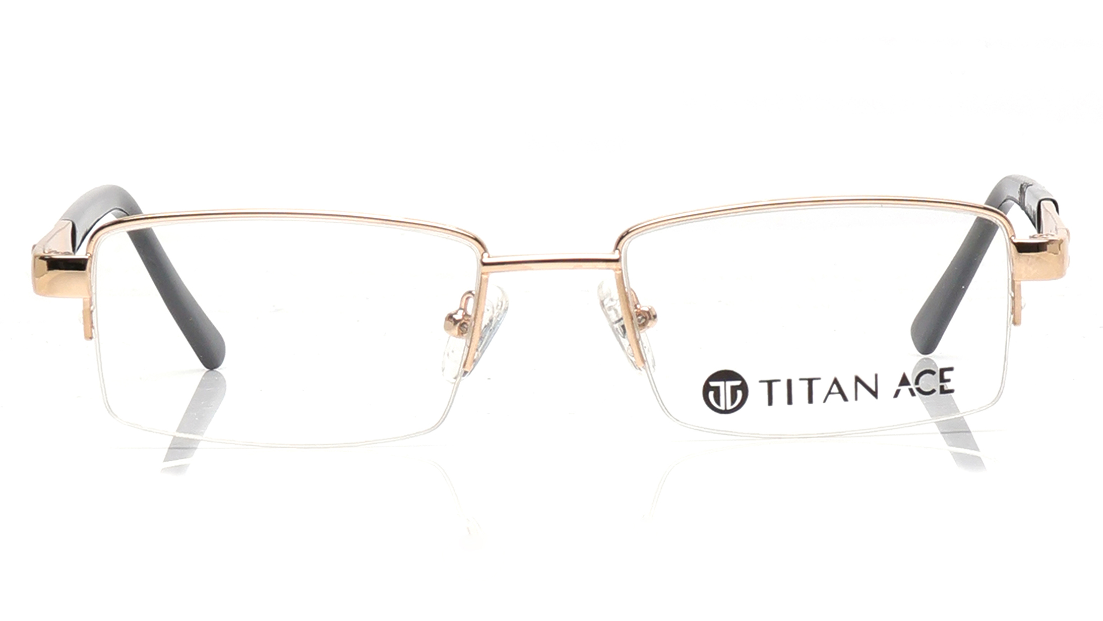 Image 1 of Gold Rectangle Eyeglasses for Men and Women from Titan Available at Titan Eye+