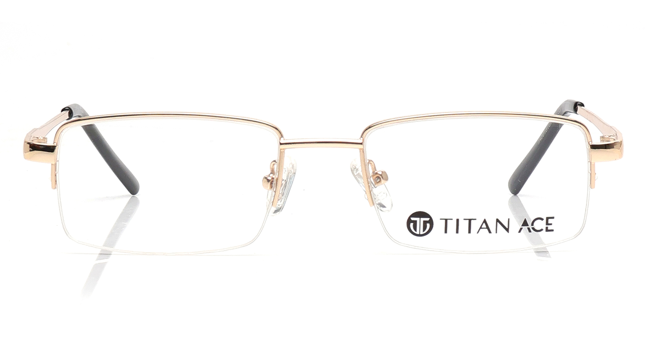 Image 1 of Gold Rectangle Eyeglasses for Men and Women from Ace by Titan Available at Titan Eye+