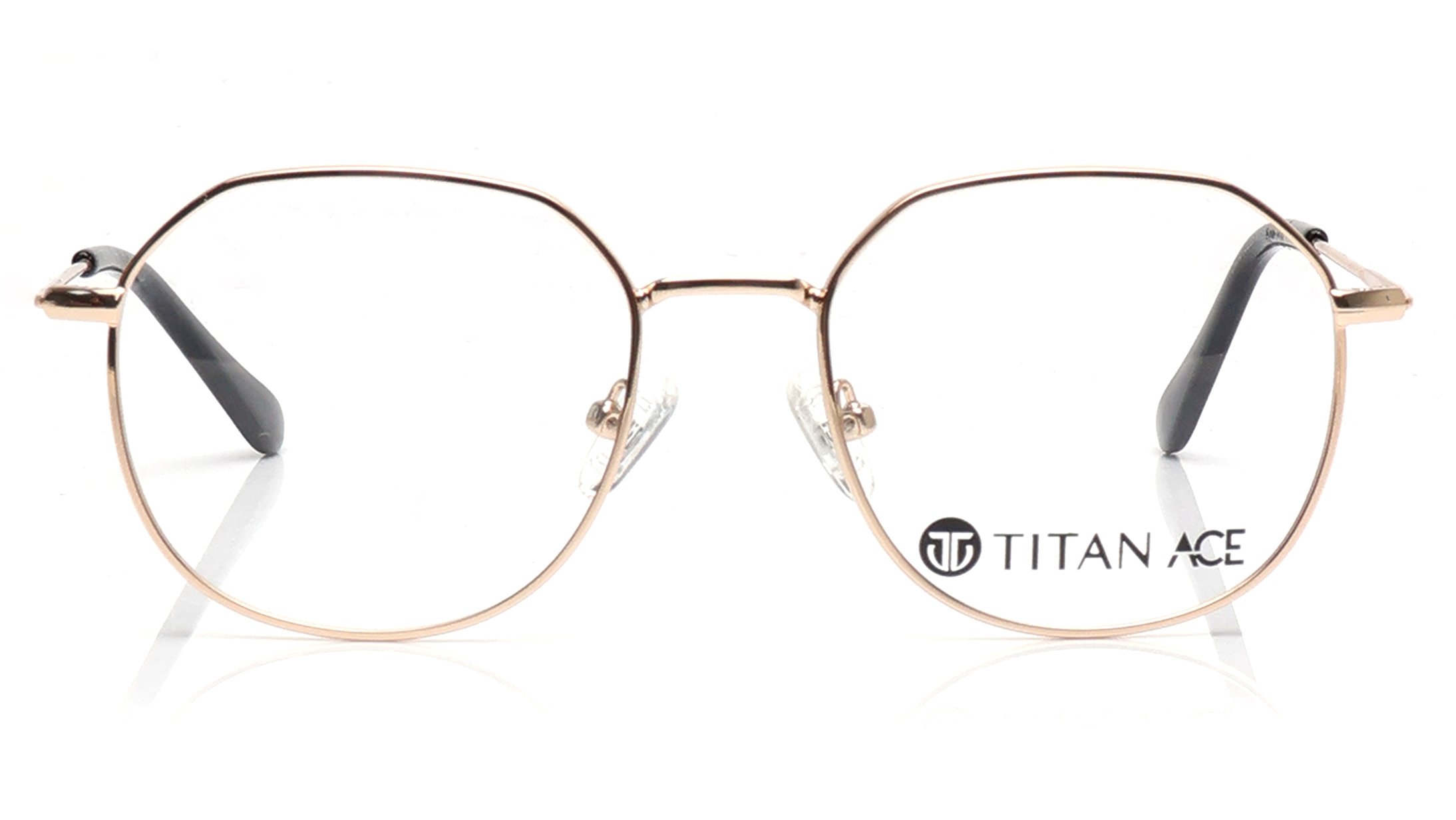 Image 1 of Gold Geometric Eyeglasses for Men and Women from Titan Available at Titan Eye+
