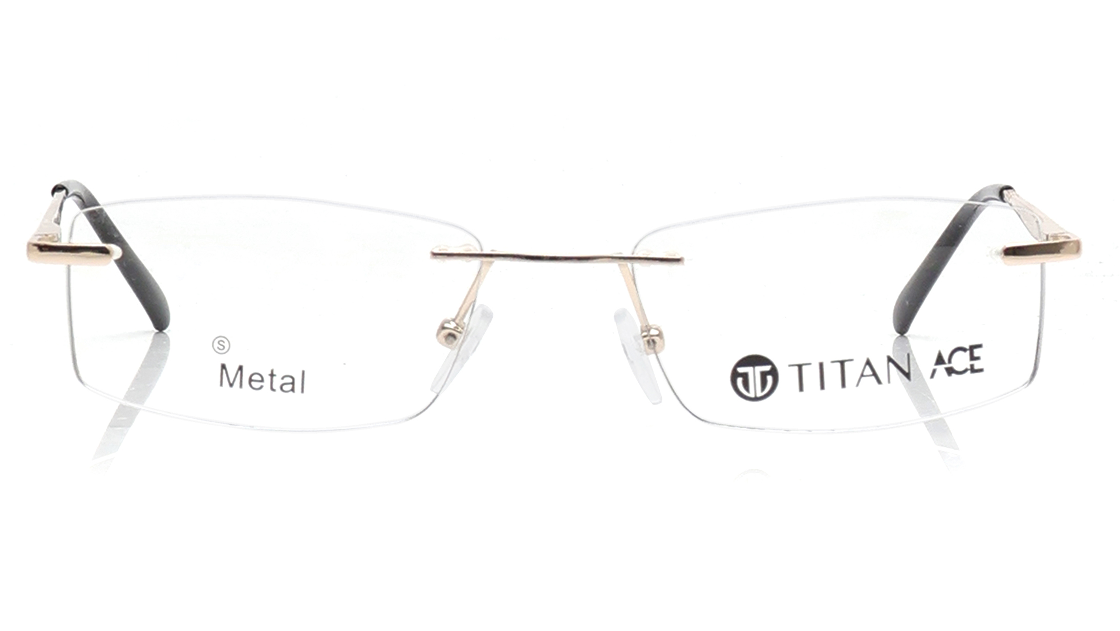 Image 1 of Gold Rectangle Eyeglasses for Men and Women from Titan Available at Titan Eye+