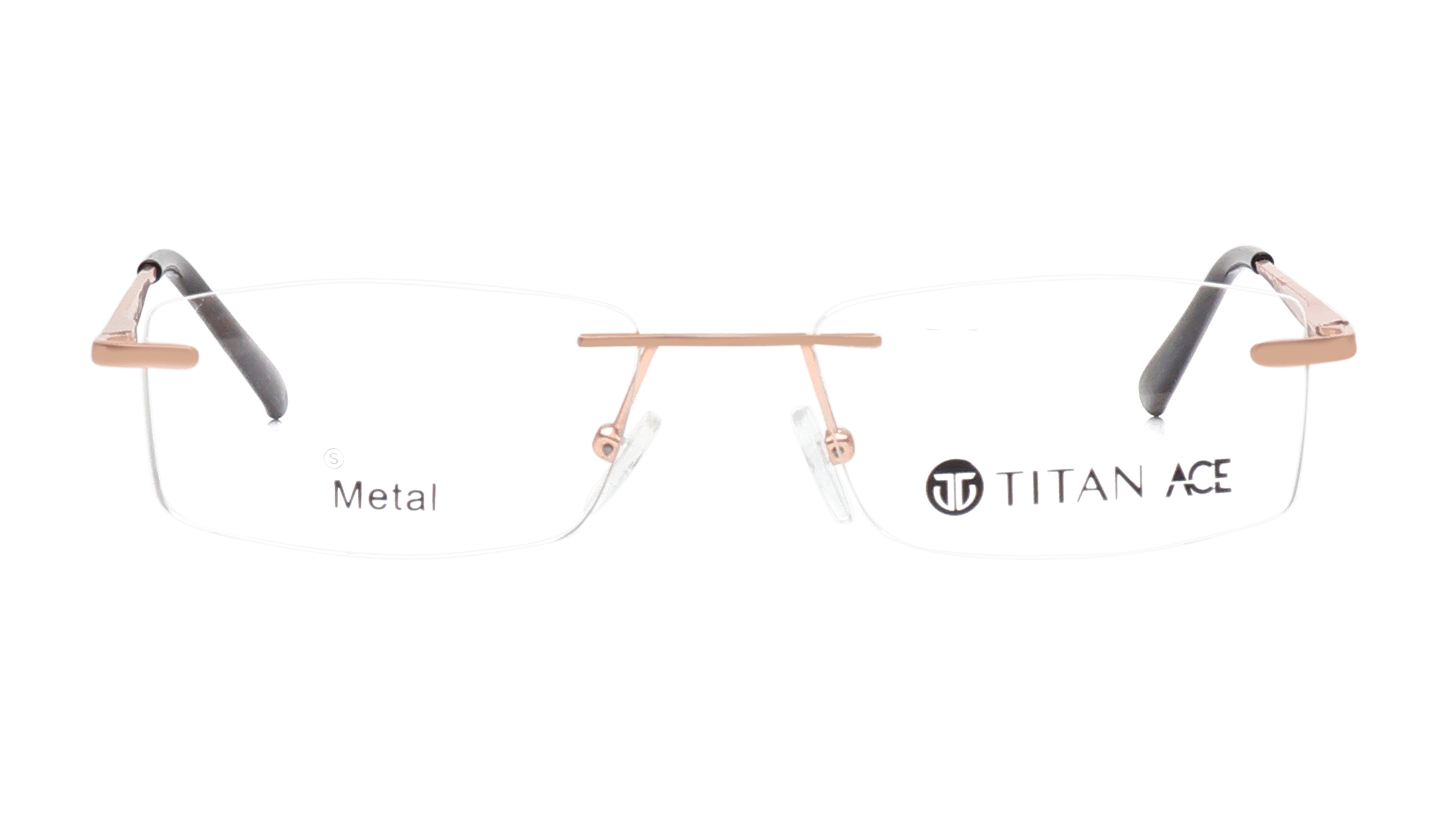 Image 1 of Rose Gold Rectangle Eyeglasses for Men and Women from Titan Available at Titan Eye+