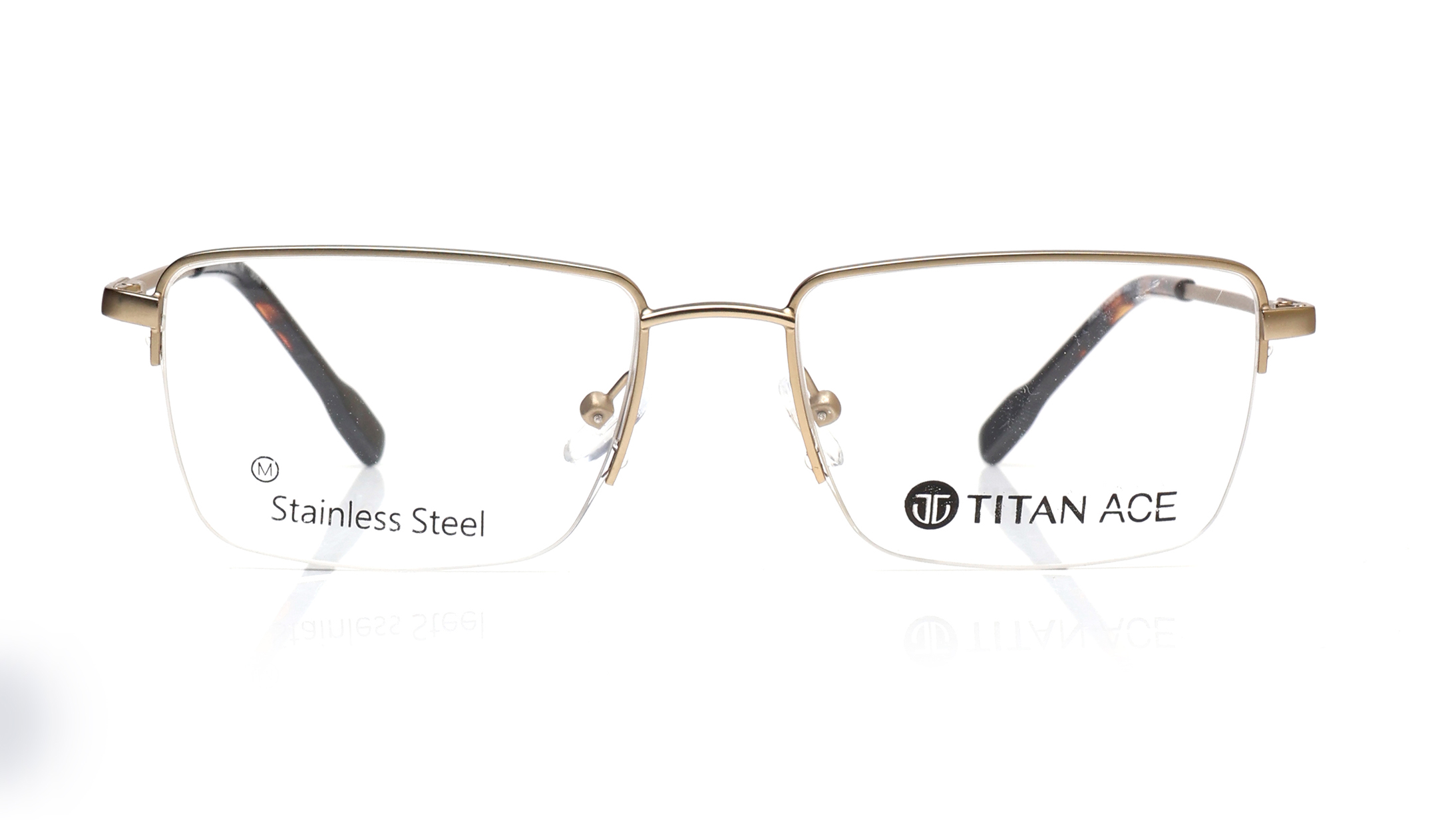 Image 1 of Gold Rectangle Eyeglasses for Men from Titan Available at Titan Eye+