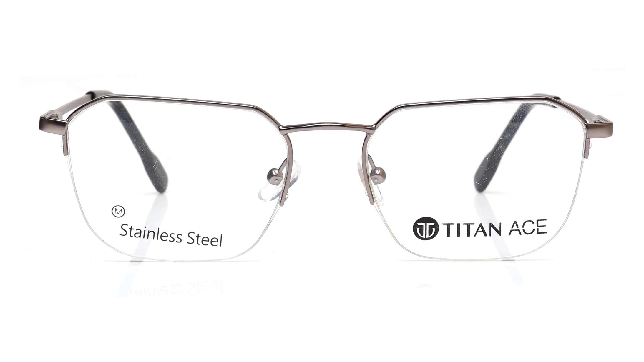 Image 1 of Silver Geometric Eyeglasses for Men from Titan Available at Titan Eye+