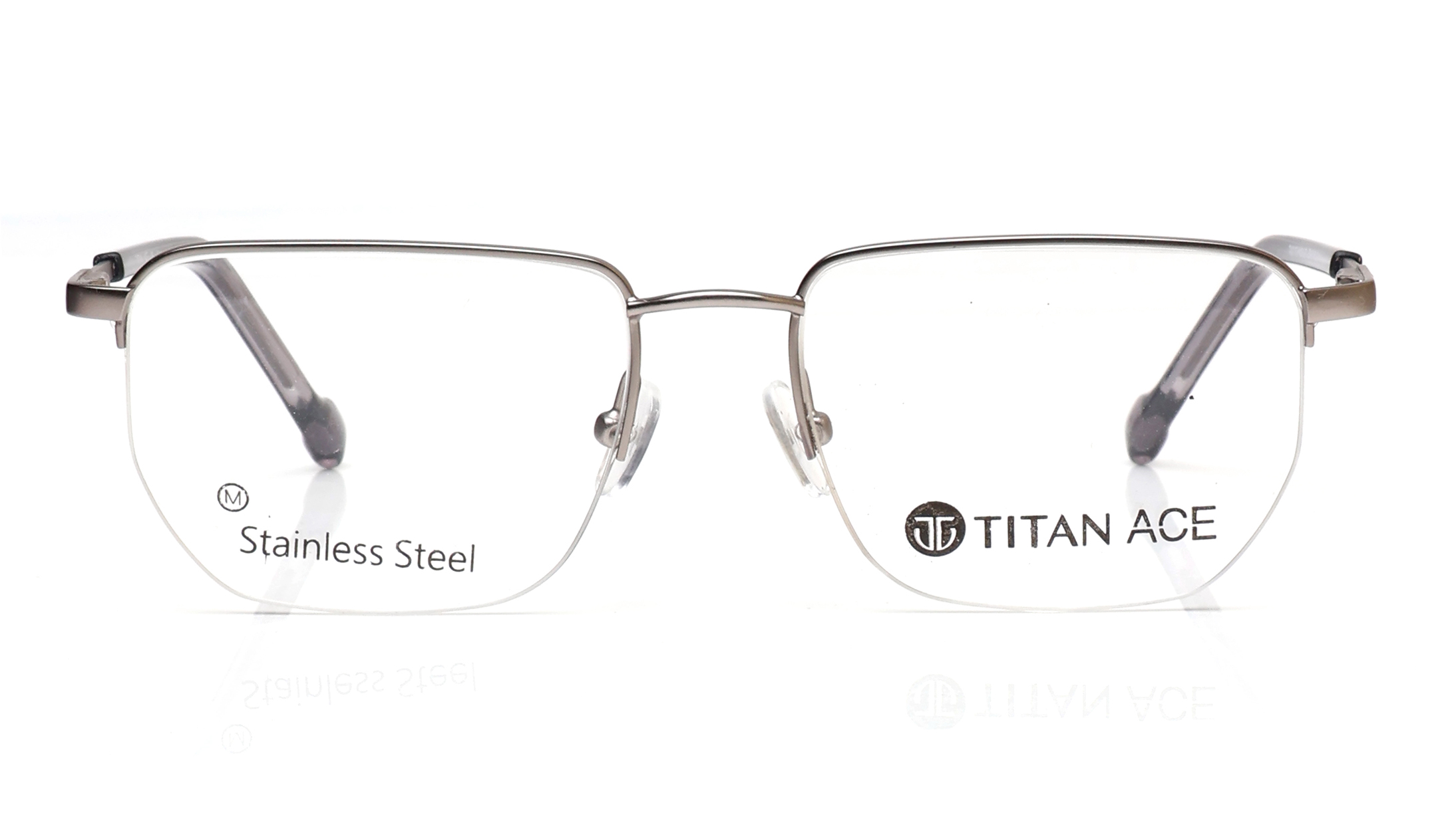 Image 1 of Gun Metal Geometric Eyeglasses for Men and Women from Titan Available at Titan Eye+