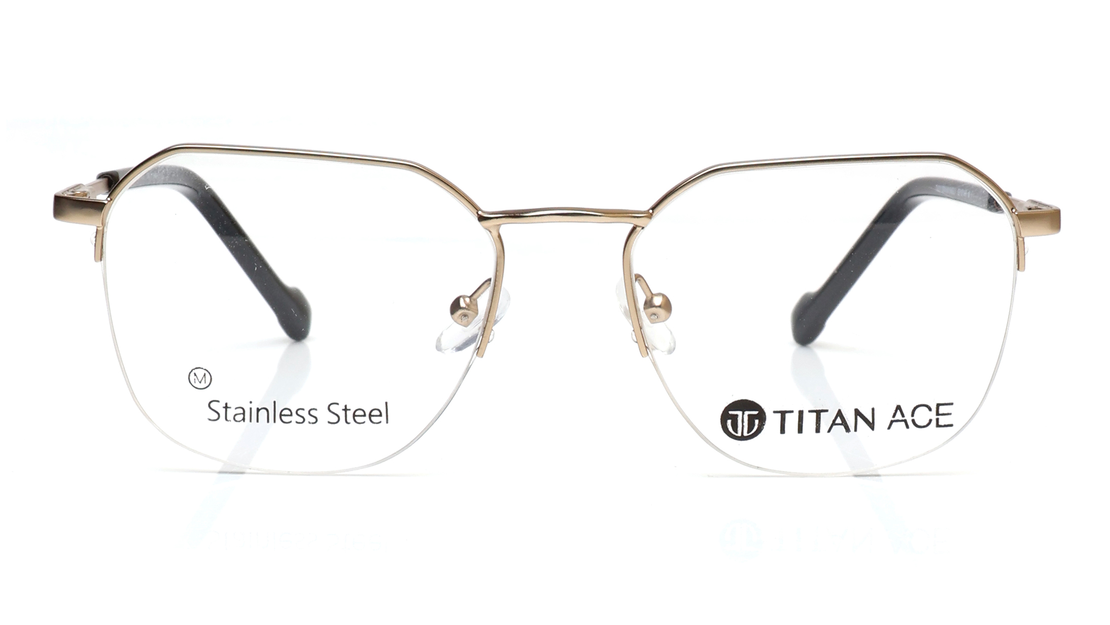 Image 1 of Gold Geometric Eyeglasses for Men from Titan Available at Titan Eye+