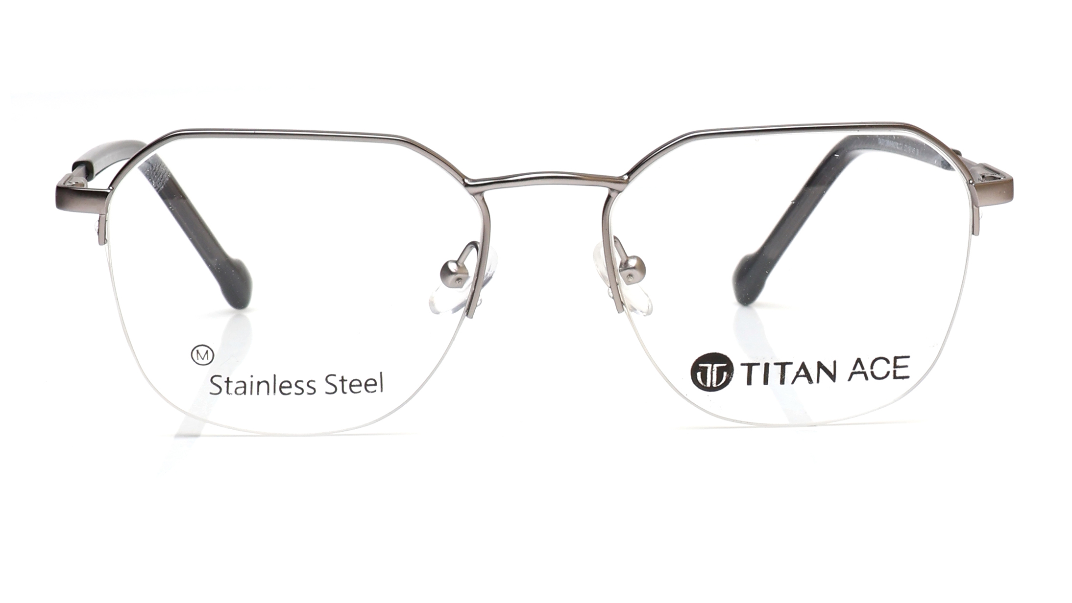 Image 1 of Gun Metal Geometric Eyeglasses for Men from Titan Available at Titan Eye+