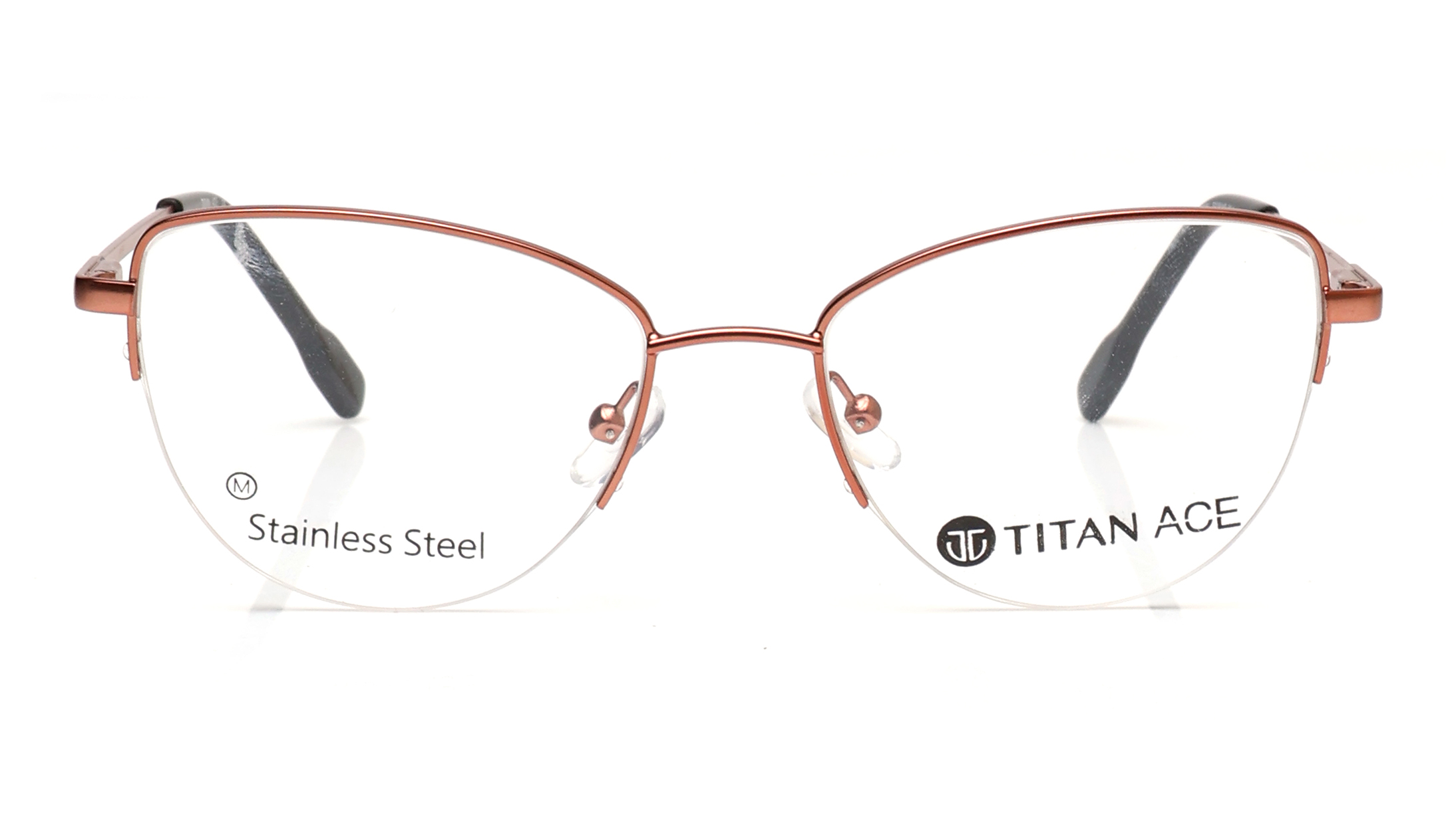 Image 1 of Copper Cateye Semi-rimmed Eyeglasses for Women from Titan Available at Titan Eye+